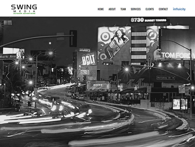 SWING OUTDOOR MEDIA<br>Website Design | West Hollywood, CA